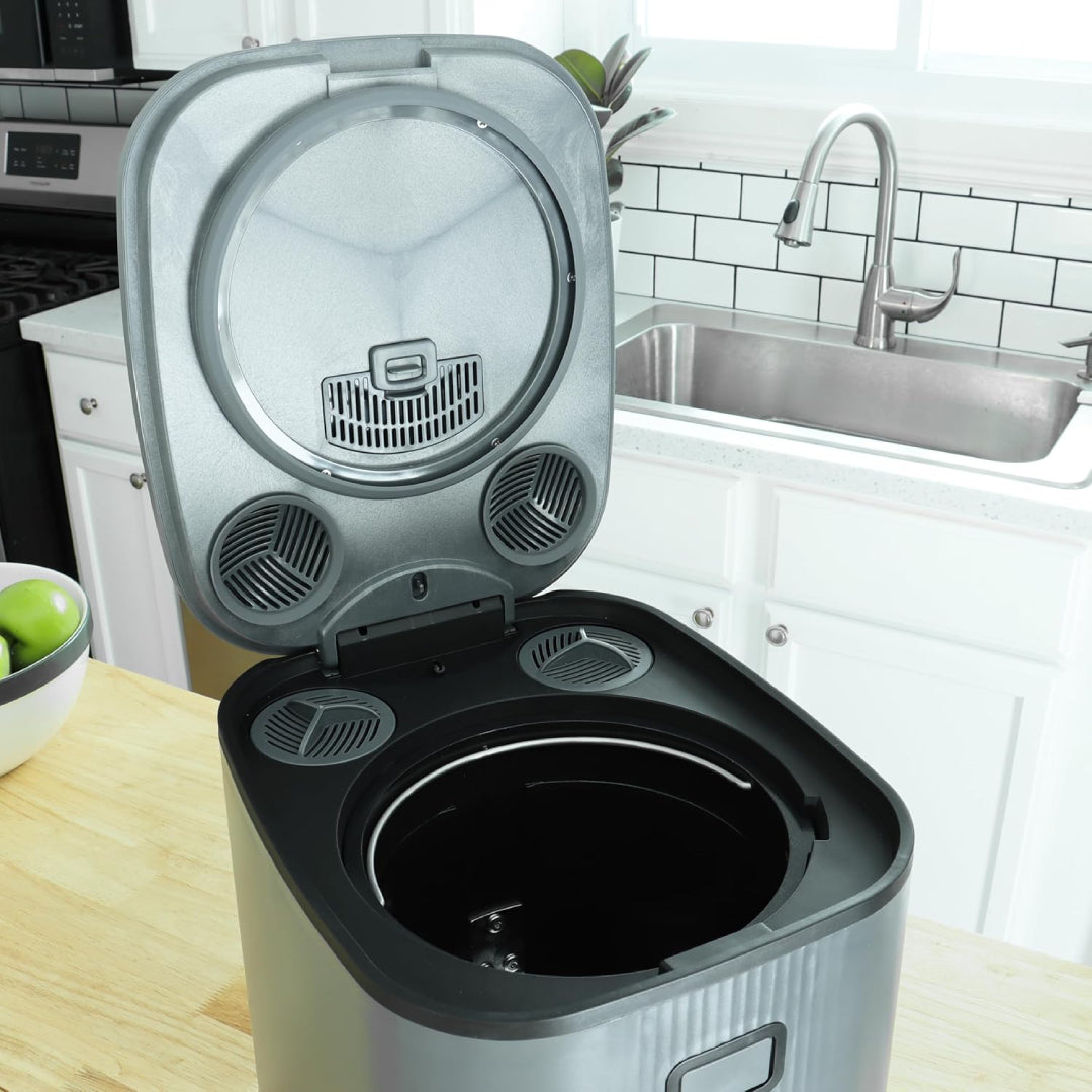 LMCM Electric Food Composter – 24-Hour Kitchen Recycler, Odorless, Meat & Dairy Safe, Quiet Low Noise, 3.5L Capacity Indoor Compost Machine, Turn Food Waste into Fertilizer, Gray